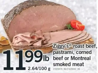 Fortinos Ziggy's roast beef, pastrami, corned beef or montreal smoked meat offer