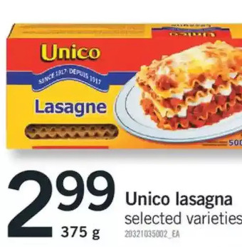 Fortinos Unico lasagna offer