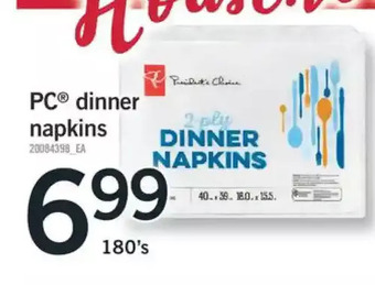 Fortinos Pc dinner napkins offer