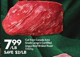 Longo's Cut from canada aaa grade longo's certified angus beef brisket roast offer
