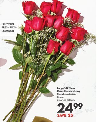 Longo's Longo's 12 stem roses premium long stem offer