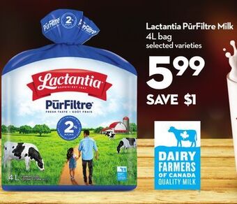 Longo's Lactantia pūrfiltre milk offer