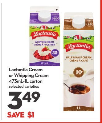Longo's Lactantia cream or whipping cream offer