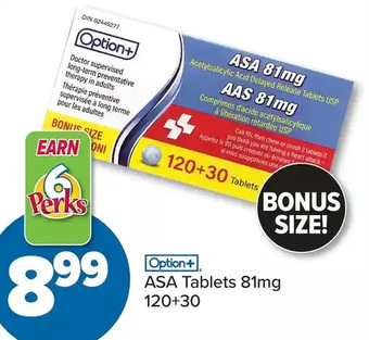 PharmaChoice Option+ asa tablets offer