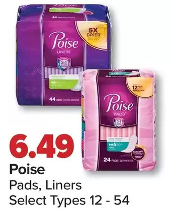 PharmaChoice Poise pads, liners offer