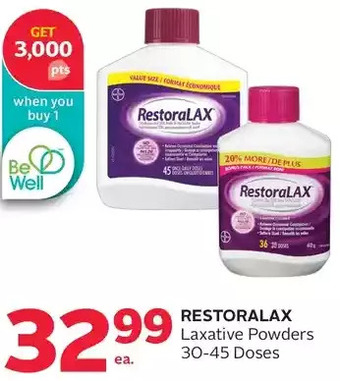 Rexall Restoralax laxative powders offer