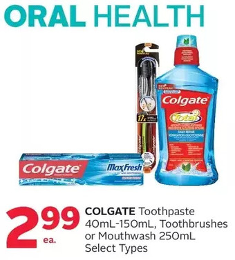 Rexall Colgate toothpaste, toothbrushes or mouthwash offer