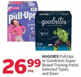 Rexall Huggies pull-ups or goodnites super boxed training pants offer