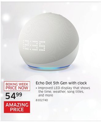 The Source Echo dot 5th gen with clock offer