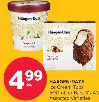 Rexall Häagen-dazs ice cream tubs or bars offer