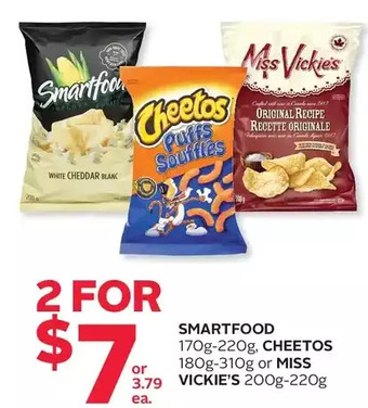 Rexall Smartfood, cheetos or miss vickie's offer