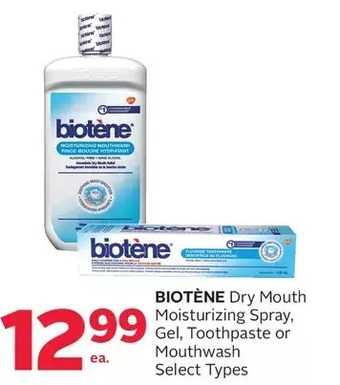 Rexall Biotène dry mouth moisturizing spray, gel, toothpaste or mouthwash offer
