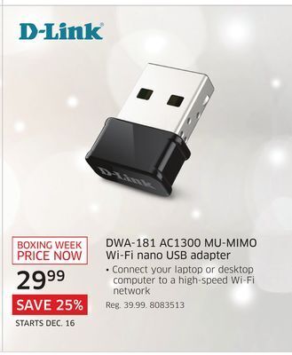 D-link dwa-181 ac1300 mu-mimo wi-fi nano usb adapter