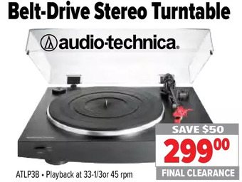 2001 Audio Video Audio-technica belt-drive stereo turntable offer
