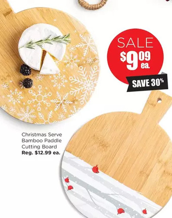 Kitchen Stuff Plus Christmas serve bamboo paddle cutting board offer