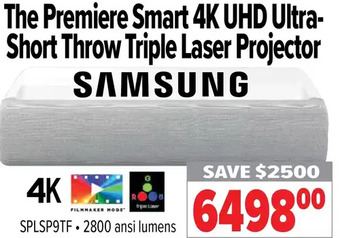 2001 Audio Video Samsung the premiere smart 4k uhd ultra-short throw triple laser projector offer