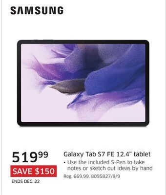 The Source Samsung galaxy tab s7 fe 12.4" tablet offer