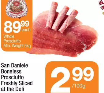 Highland Farms San daniele boneless prosciutto offer