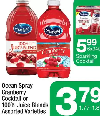 Highland Farms Ocean spray cranberry cocktail or 100% juice blends offer