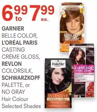 Guardian Pharmacy Garnier belle color, l'oreal paris casting creme gloss, revlon colorsilk, schwarzkopf palette, or no gray hair colour offer