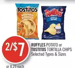 Shoppers Drug Mart Ruffles potato or tostitos tortilla chips offer