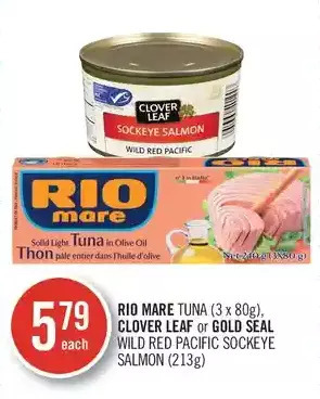 Shoppers Drug Mart Rio mare tuna, clover leaf or gold seal wild red pacific sockeye salmon offer