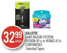 Shoppers Drug Mart Gillette labs razor system, fusion or venus cartridges offer