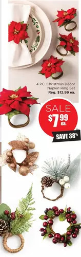 Kitchen Stuff Plus 4 pc. christmas decor napkin ring set offer