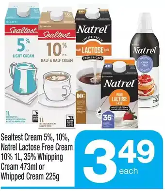 Highland Farms Sealtest cream 5%, 10%, natrel lactose free cream 10%, 35% whipping cream or whipped cream offer