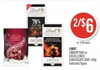 Shoppers Drug Mart Lindt lindor bag or excellence chocolate bar offer