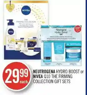 Shoppers Drug Mart Neutrogena hydro boost or nivea q10 the firming collection gift sets offer
