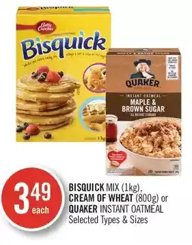 Shoppers Drug Mart Bisquick mix, cream of wheat or quaker instant oatmeal offer
