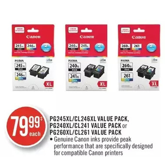 Shoppers Drug Mart Pg245xl/cl246xl value pack, pg240xl/cl241 value pack or pg260xl/cl261 value pack offer