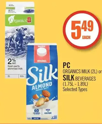 Shoppers Drug Mart Pc organics milk or silk beverages offer