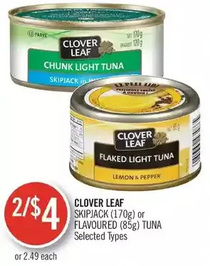 Shoppers Drug Mart Clover leaf skipjack or flavoured tuna offer