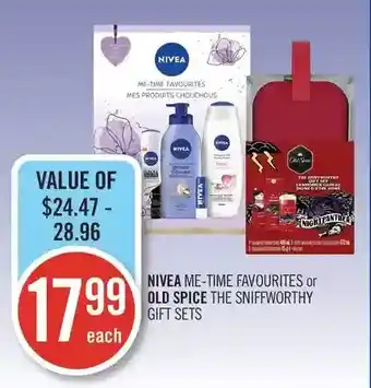 Shoppers Drug Mart Nivea me-time favourites or old spice the sniff worthy gift sets offer