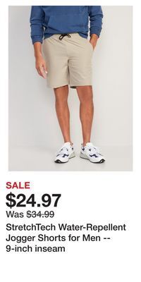 Old Navy Stretchtech water-repellent jogger shorts for men -- 9-inch inseam offer