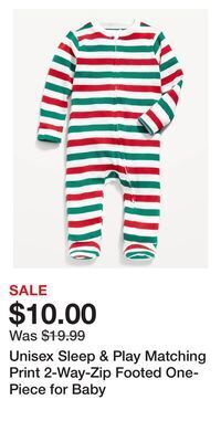 Old Navy Unisex sleep & play matching print 2-way-zip footed one-piece for baby offer