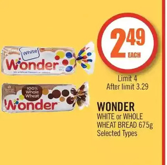 Shoppers Drug Mart Wonder white or whole wheat bread offer
