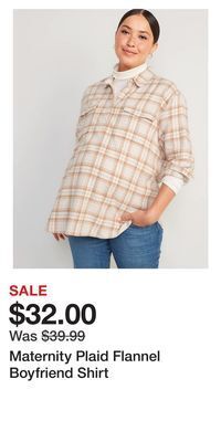 Old Navy Maternity plaid flannel boyfriend shirt offer