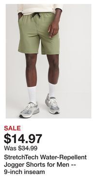Old Navy Stretchtech water-repellent jogger shorts for men -- 9-inch inseam offer