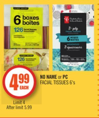 Shoppers Drug Mart No name or pc facial tissues offer