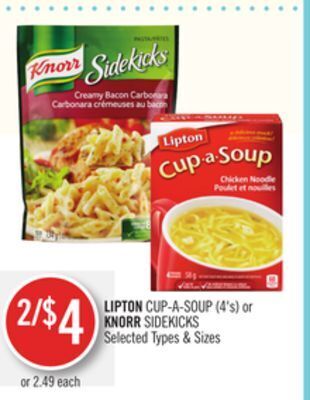 Shoppers Drug Mart Lipton cup-a-soup (4's) or knorr sidekicks offer