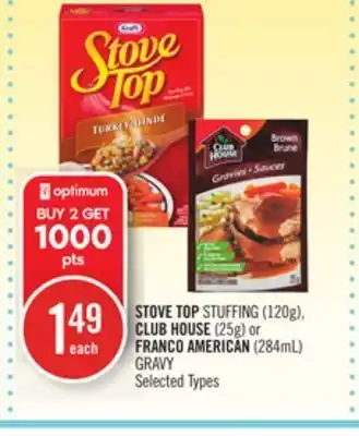 Shoppers Drug Mart Stove top stuffing (120g), club house (25g) or franco american (284ml) gravy offer