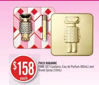 Shoppers Drug Mart Paco rabanne fame set contains: eau de parfum (80ml) and travel spray (10ml) offer