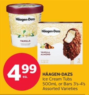 Rexall Häagen-dazs ice cream tubs 500ml or bars 3's-4's offer