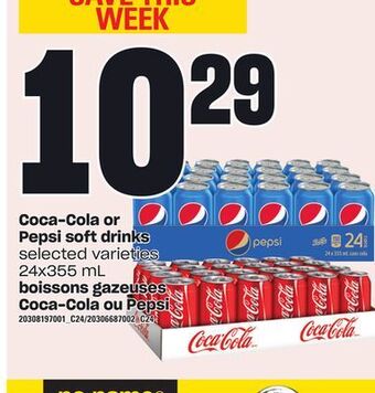 Independent City Market Coca-cola or pepsi soft drinks, 24x355 ml offer