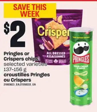 Independent City Market Pringles or crispers chips, 137-156 g offer