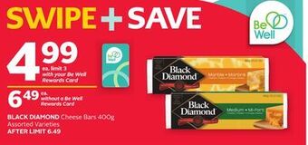 Rexall Black diamond cheese bars 400g offer