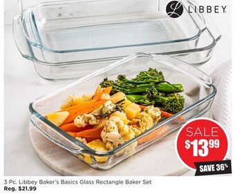 Kitchen Stuff Plus 3 pc. libbey baker's basics glass rectangle baker set offer